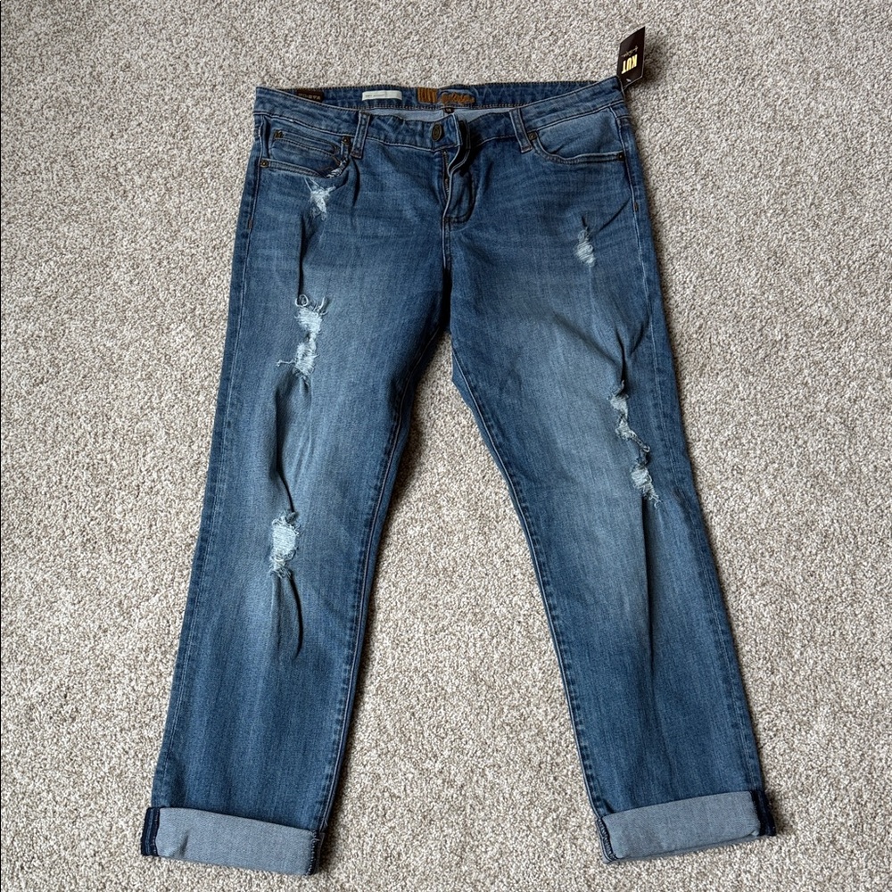 NWT Katy kut from the kloth Distressed Blue Women's Jeans size 14